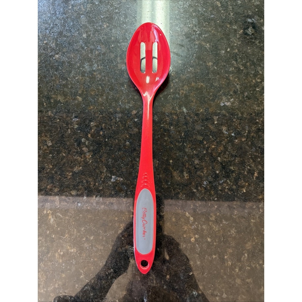 Betty Crocker‎ Melamine Red Slotted Spoon Kitchen Utensil Cooking Spoon Plastic